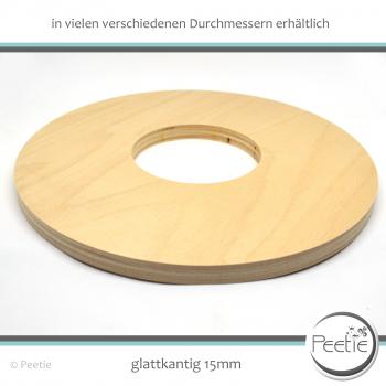 Preview: 1x Holzring Buche Multiplex Holzrad rund 15 mm Tischplatte Scheibe glattkantig